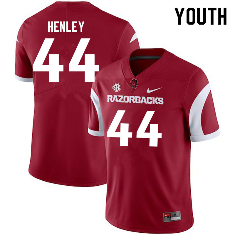 Youth #44 Kaden Henley Arkansas Razorbacks College Football Jerseys Sale-Cardinal - Click Image to Close